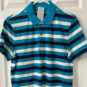 NEW Lacoste Polo, Size 3, blue and white